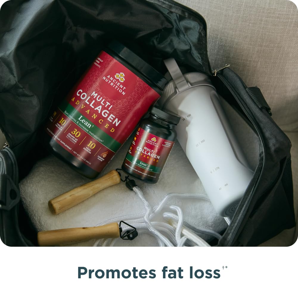 Ancient Nutrition Advanced Hydrolyzed Collagen Peptides Powder Protein Lean with Probiotics and Vitamin C, Cinnamon, for Women & Men, Supports Healthy Weight Management & Muscle Building, 25 Servings - Image 3