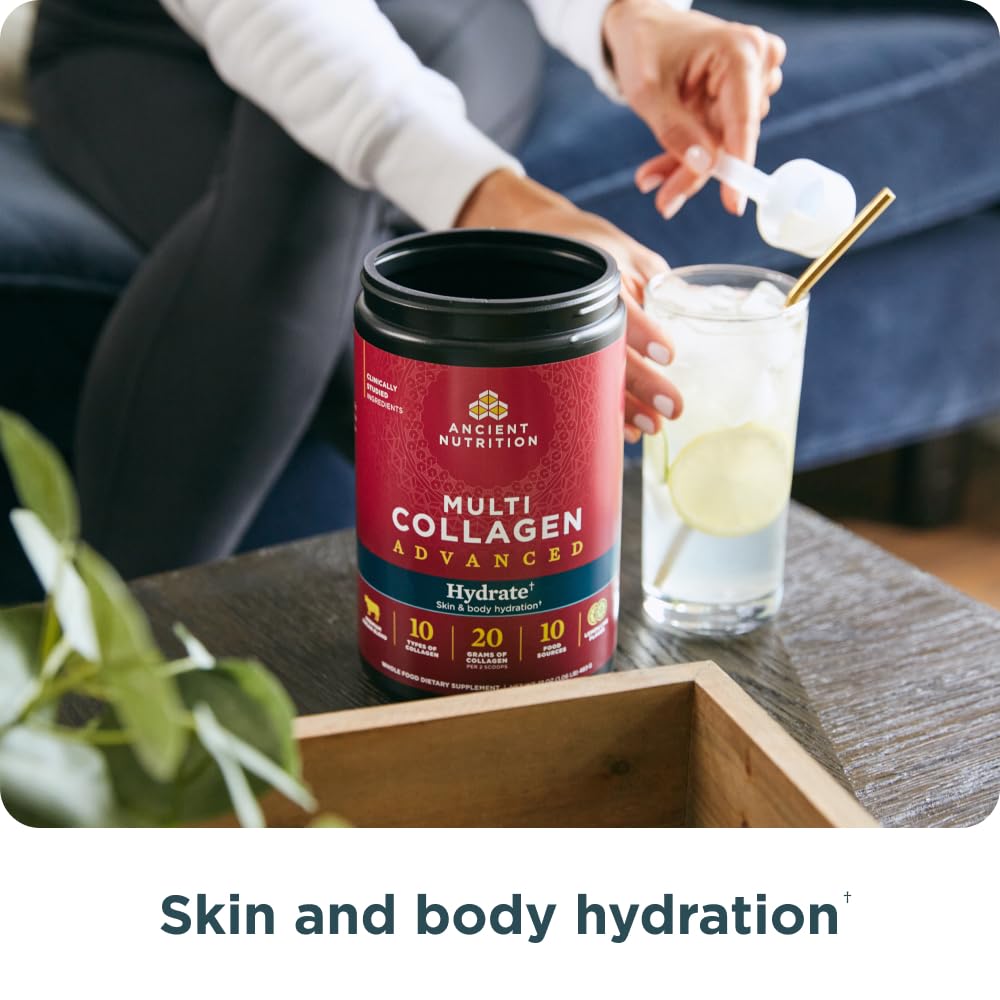 Ancient Nutrition Advanced Multi Collagen Protein Powder Hydrate, Lemon Lime, 30 Servings - Image 4