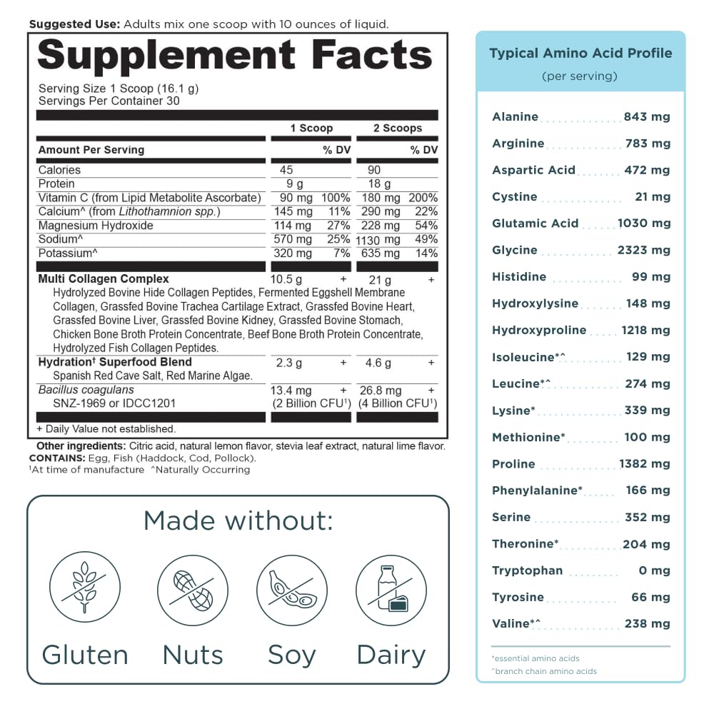 Ancient Nutrition Advanced Multi Collagen Protein Powder Hydrate, Lemon Lime, 30 Servings - Image 6