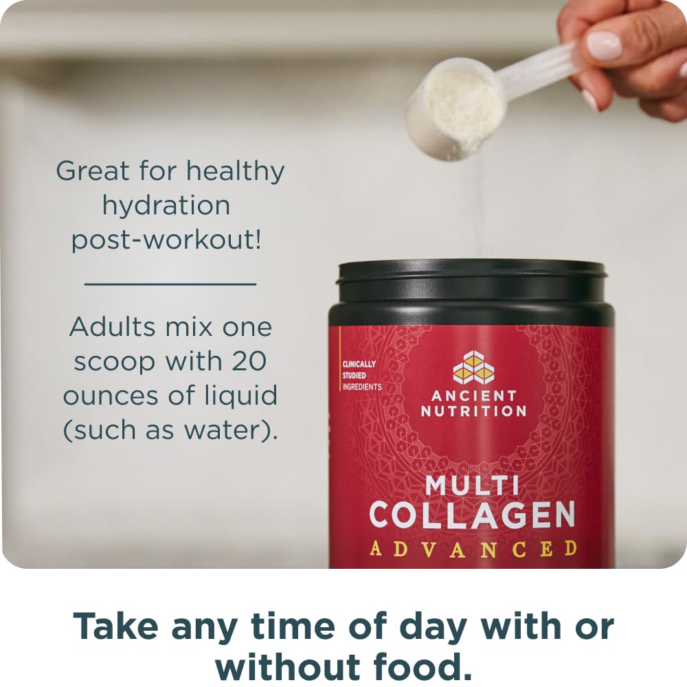 Ancient Nutrition Advanced Multi Collagen Protein Powder Hydrate, Lemon Lime, 30 Servings - Image 7