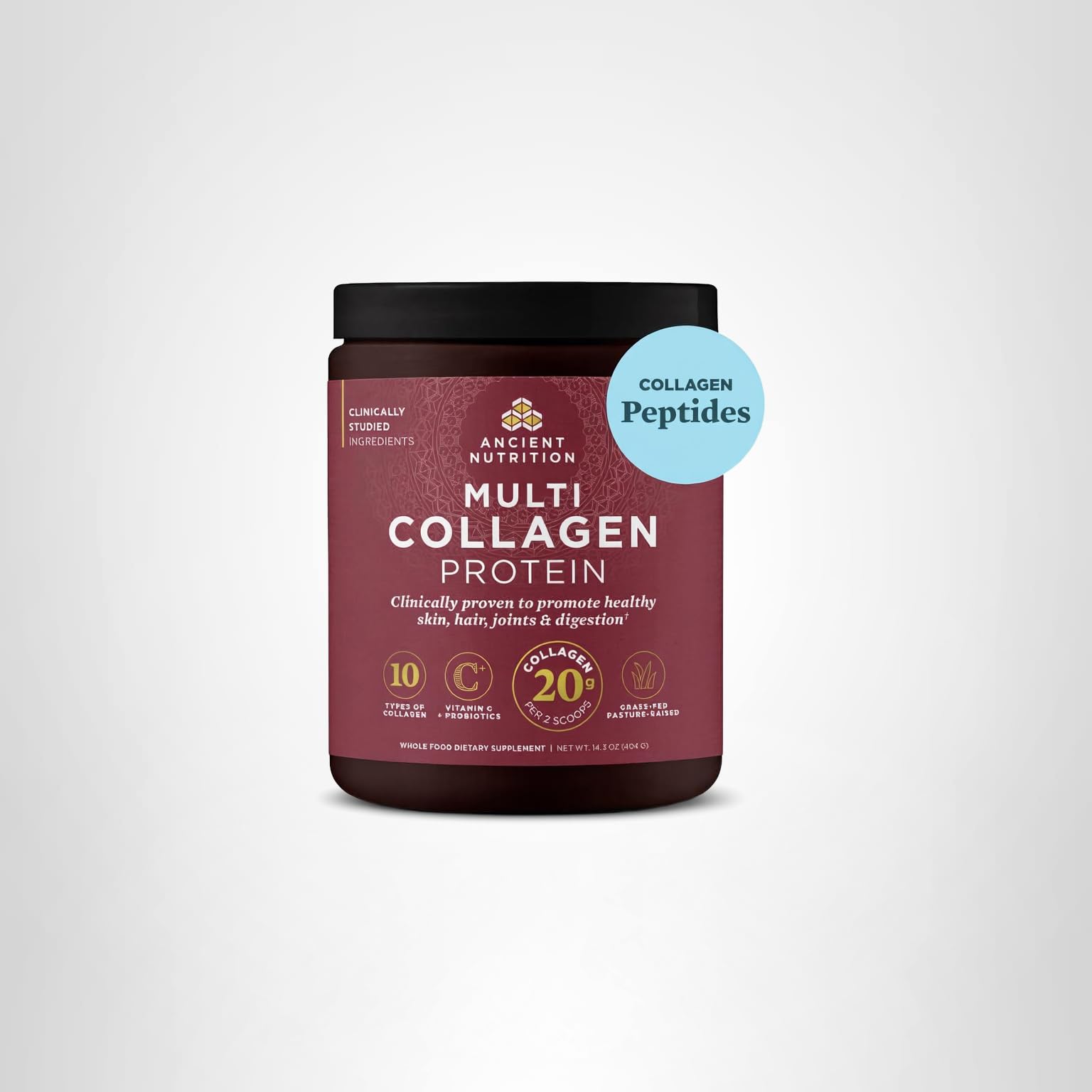 Ancient Nutrition Collagen Peptides Powder, Multi Collagen Protein, Women & Men, Vitamin C, Probiotics, Hydrolyzed Collagen, Supports Skin, Joints, Gut Health, Unflavored, 40 Servings - Image 9