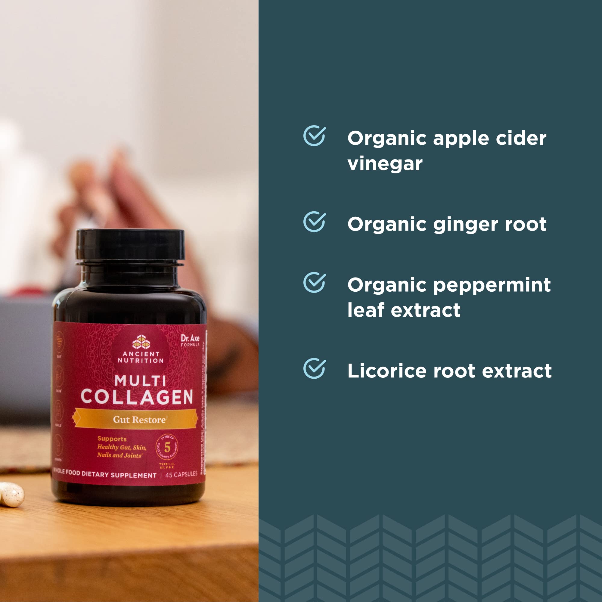 Ancient Nutrition Collagen Pills with Probiotics for Gut Health, Multi Collagen Capsules Gut Restore 90 Ct, Supports Gut, Joints, Hair & Nails, Gluten Free, Paleo and Keto Friendly - Image 5