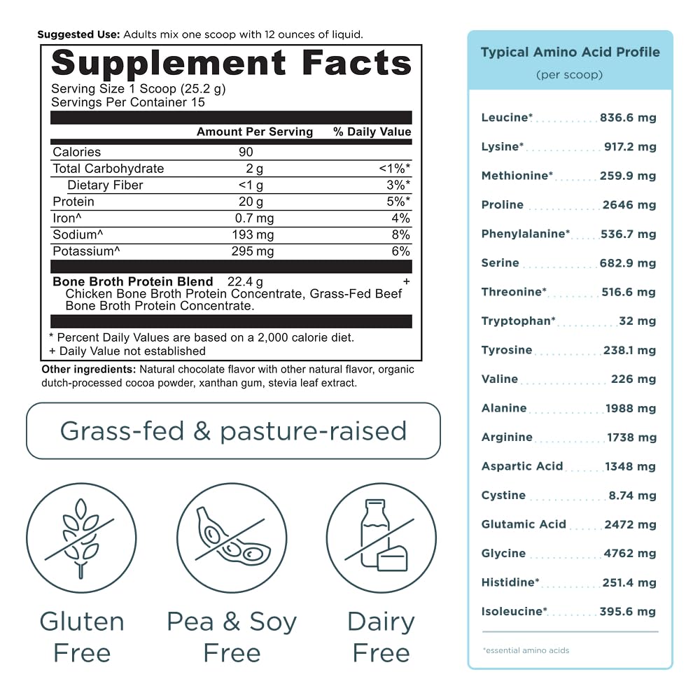Ancient Nutrition Grass Fed, Bone Broth Protein Powder, 20g Protein, Hydrolyzed Collagen Peptides, Keto & Paleo Friendly, Supports Joint, Gut Health, Chocolate, 15 Servings - Image 8