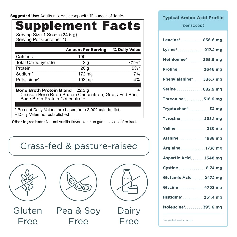 Ancient Nutrition Grass Fed, Bone Broth Protein Powder, 20g Protein, Hydrolyzed Collagen Peptides, Keto & Paleo Friendly, Supports Joint, Gut Health, Vanilla, 15 Servings - Image 8