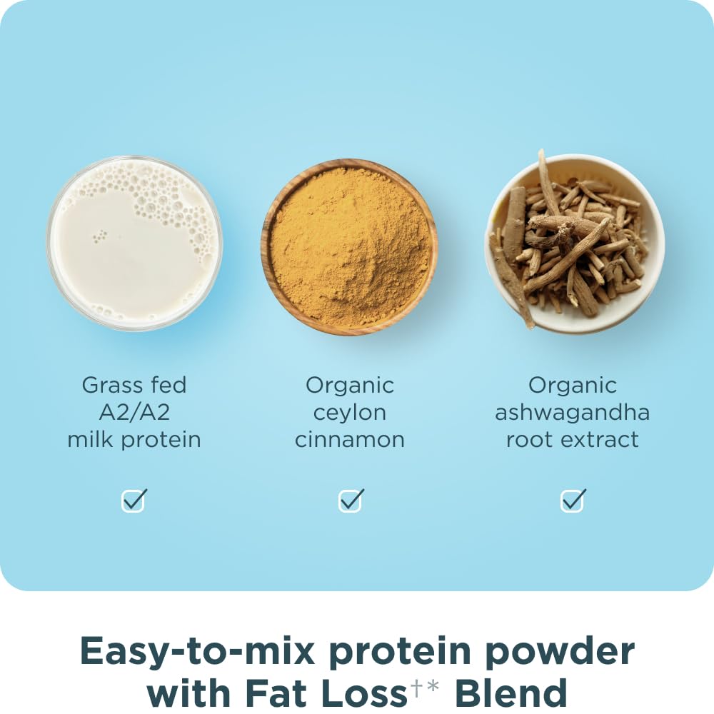 Ancient Nutrition Grass Fed Whey Protein + Fat Loss Blend, Vanilla Cinnamon, 23g Protein, Promotes Fat Loss and Boost Metabolism, Organic Regenerative A2/A2 Milk Protein,18 Servings - Image 4