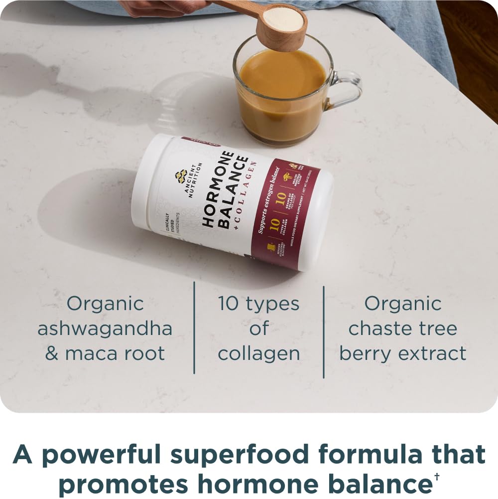 Ancient Nutrition Hormone Balance + Collagen Powder Supplement, Hydrolyzed Collagen Peptides, Key Clinically Validated Ingredient to Support Balanced Hormones and Boost Energy, Vanilla, 25 Servings - Image 4