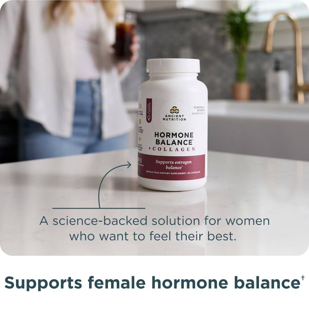 Ancient Nutrition Hormone Balance + Collagen Supplement, Hydrolyzed Collagen Peptides, Key Clinically Validated Ingredient to Support Balanced Hormones and Boost Energy, 60 Capsules - Image 4