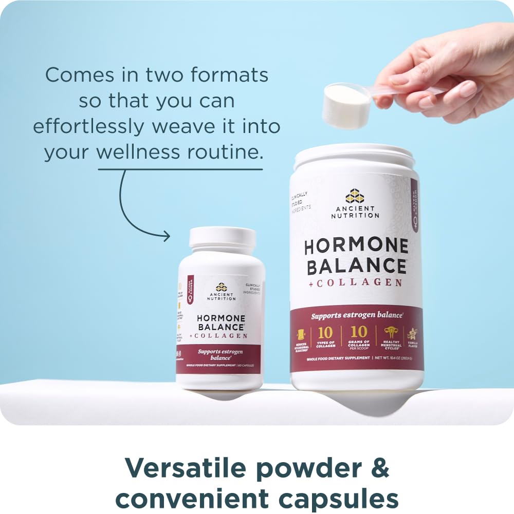 Ancient Nutrition Hormone Balance + Collagen Supplement, Hydrolyzed Collagen Peptides, Key Clinically Validated Ingredient to Support Balanced Hormones and Boost Energy, 60 Capsules - Image 5