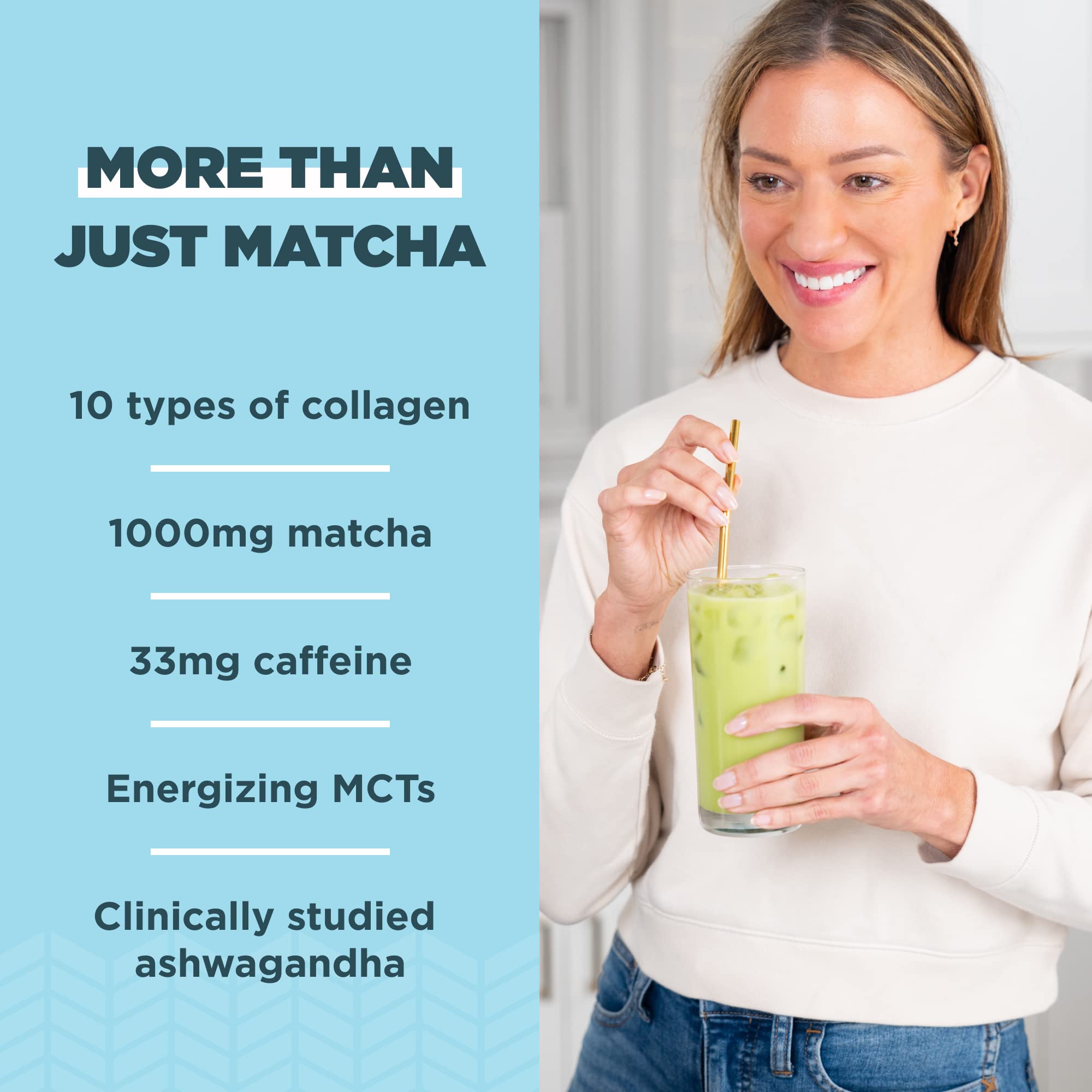 Ancient Nutrition Matcha Powder with Collagen, Collagen Matcha with MCTs & Ashwagandha for Energy, Metabolism, Skin, Hair, and Gut Health, 20 Servings - Image 3