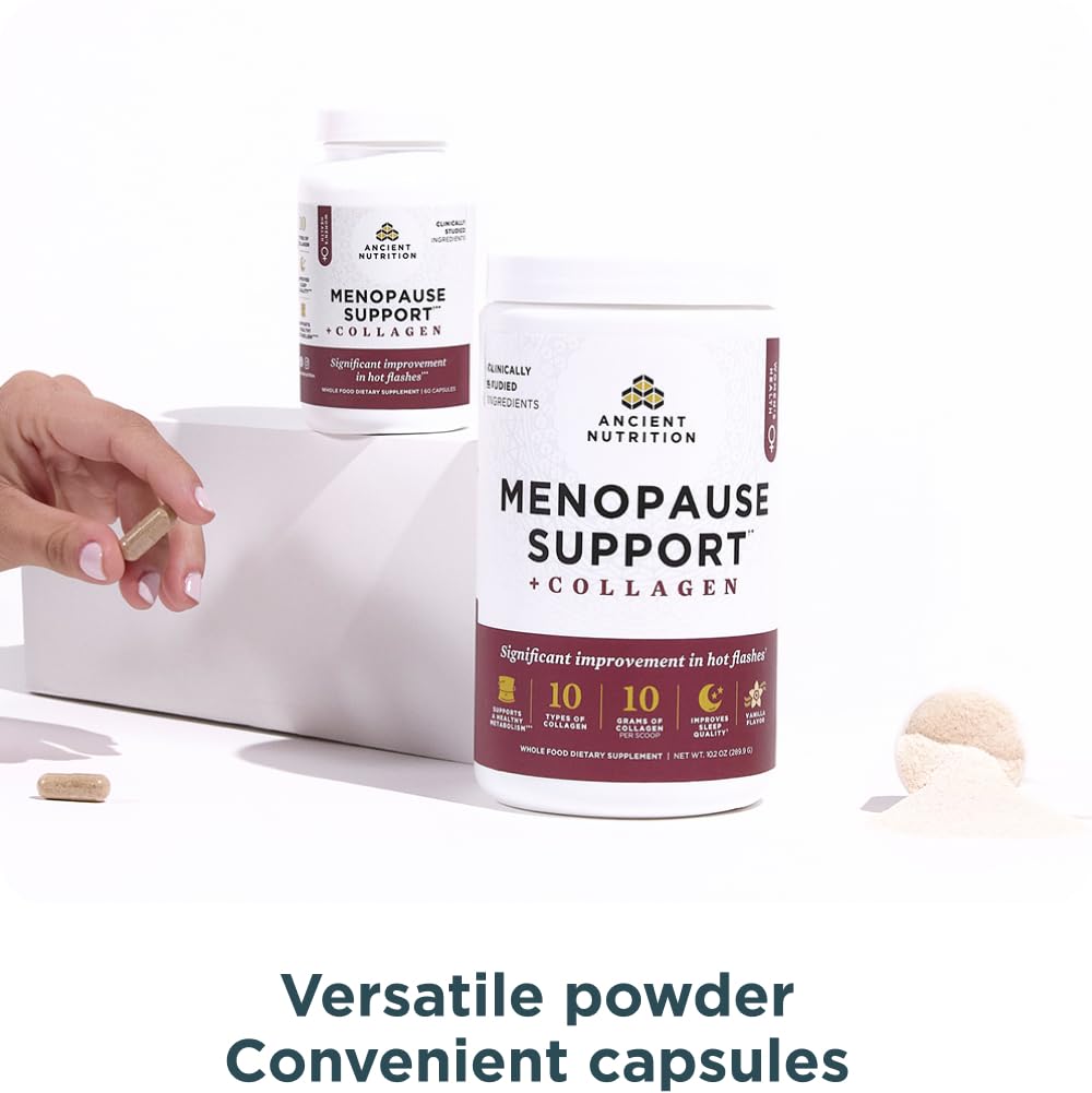 Ancient Nutrition Menopause Support + Collagen Supplement, Hydrolyzed Collagen Peptides, Key Clinically Validated Superfoods, Significant Improvement in Hot Flashes and Sleep Quality, 60 Capsules - Image 5