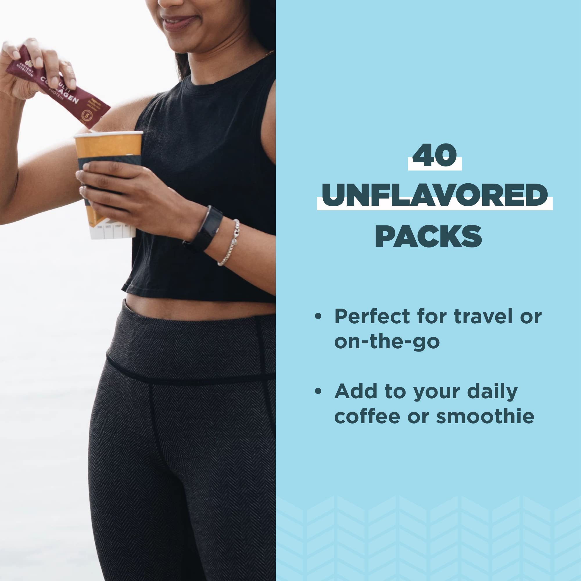 Ancient Nutrition Multi Collagen Protein Powder, Unflavored, 45 Servings + Multi Collagen Protein Powder Packets, Unflavored, 40 Packets - Image 6