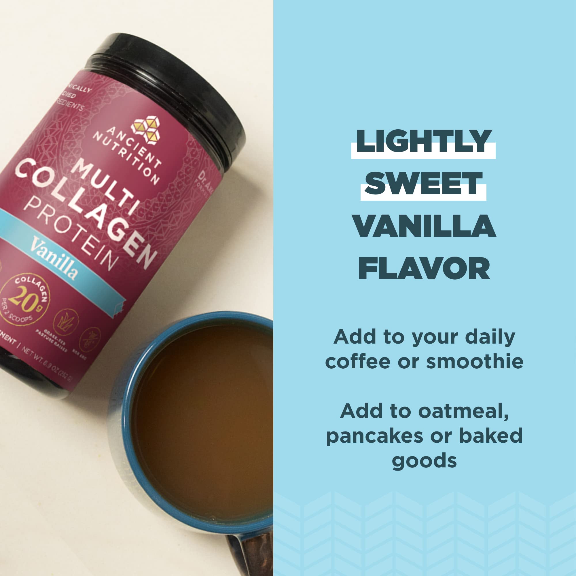 Ancient Nutrition Multi Collagen Protein Powder, Vanilla, 24 Servings + Multi Collagen Protein Powder, Chocolate, 24 Servings - Image 6