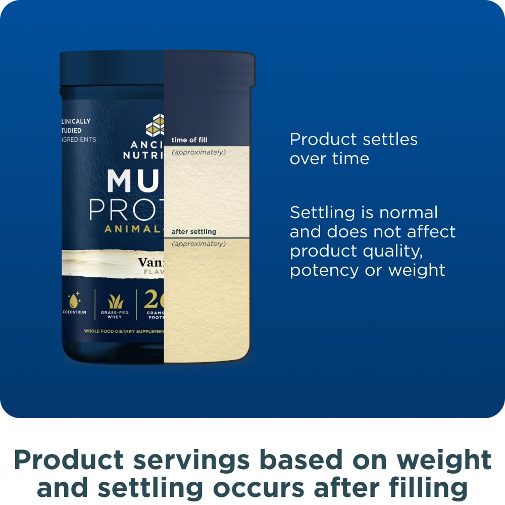 Ancient Nutrition Multi Protein Animal Based Powder, 26g Protein, Grass Fed Whey, Bone Broth, Collagen Peptides, Colostrum & Probiotics, Supports Joint & Gut Health, Vanilla, 15 Servings - Image 8