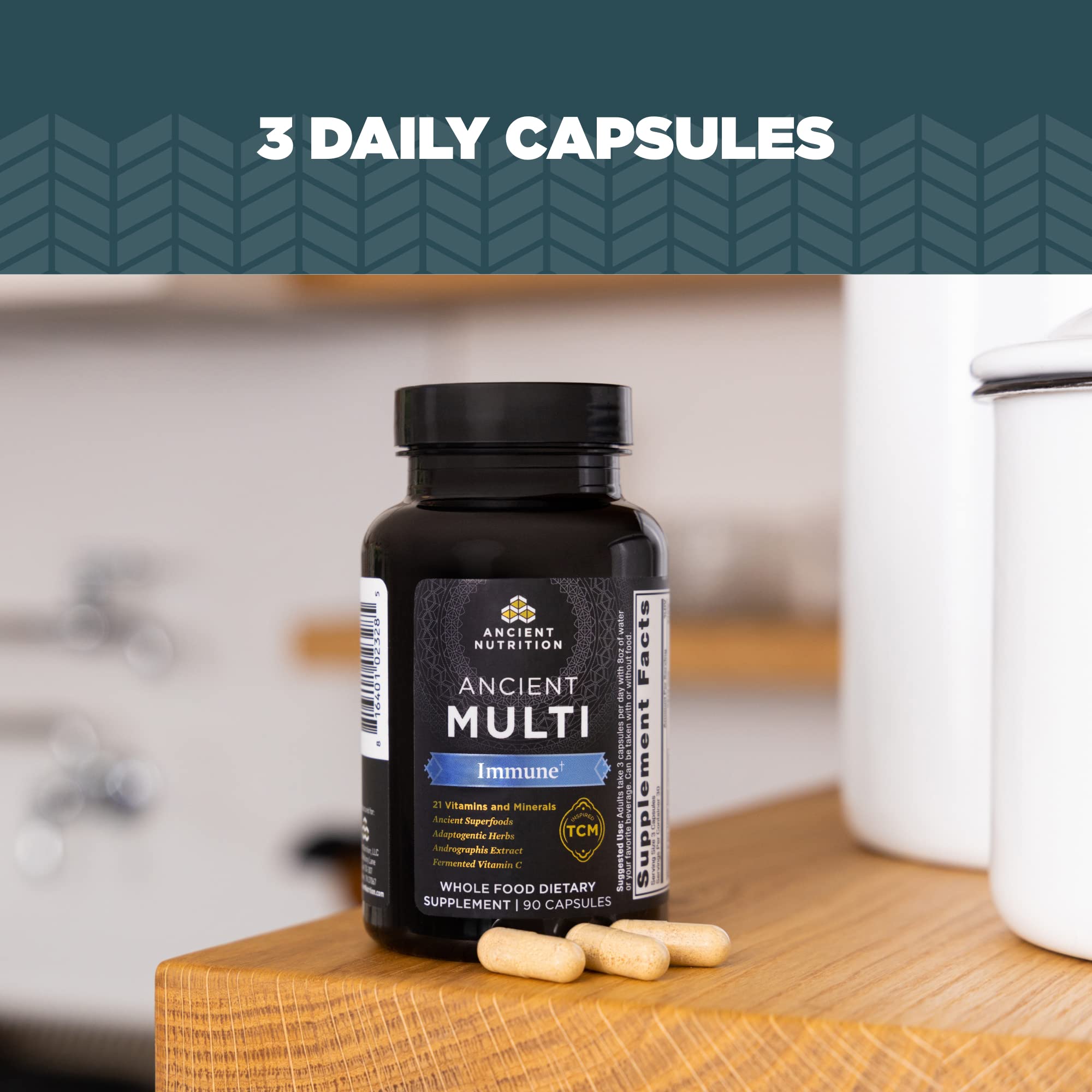 Ancient Nutrition Multivitamin for Immune Support, Immune, 21 Vitamins and Minerals with Vitamin D & C, Turmeric, Supports Immunity, Stress Relief and Heart Health, Keto Friendly, 90 Capsules - Image 6