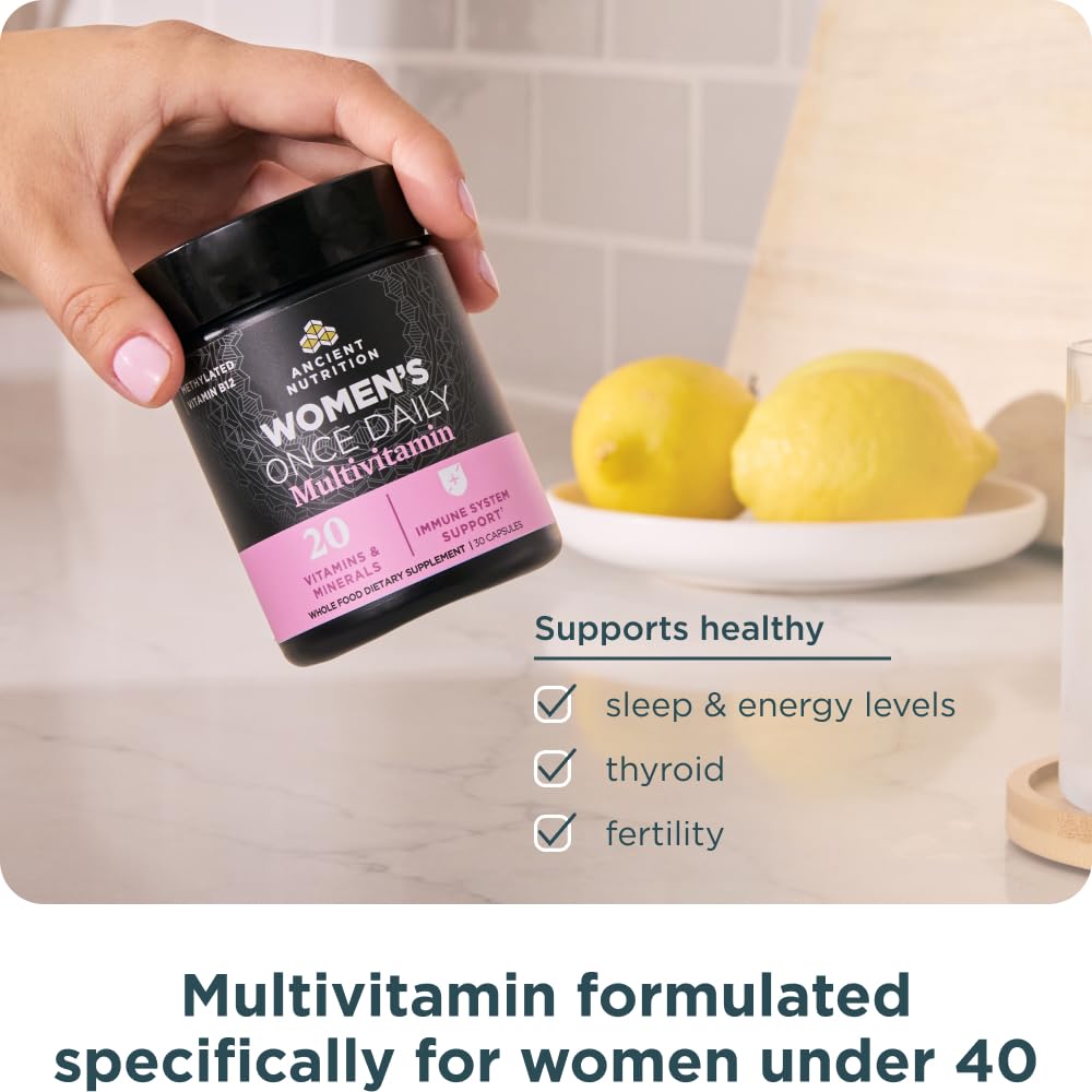Ancient Nutrition Multivitamin for Women, Women's Once Daily Supplement, Methylated Vitamin B, C, K2, Magnesium, Folate & Iron, Supports Bone Health, 30ct - Image 5