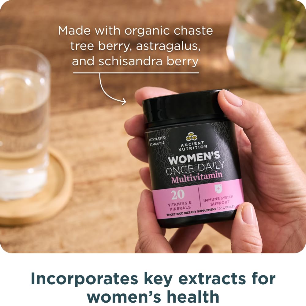 Ancient Nutrition Multivitamin for Women, Women's Once Daily Supplement, Methylated Vitamin B, C, K2, Magnesium, Folate & Iron, Supports Bone Health, 30ct - Image 6