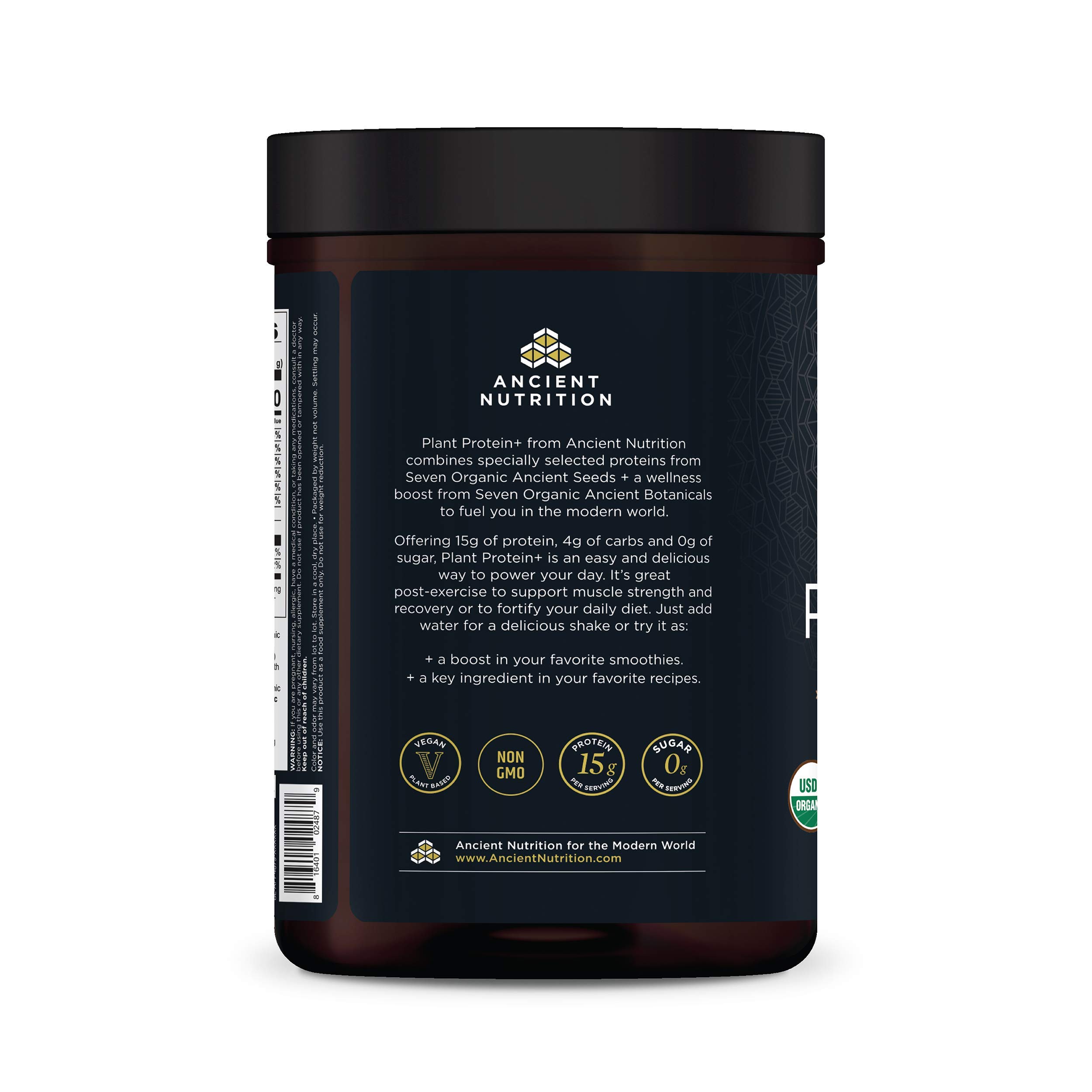 Ancient Nutrition Plant Based Protein Powder, Plant Protein+, Chocolate, Organic Vegan Superfoods Supplement, 15g Protein Per Serving, Gluten Free, Paleo Friendly 12 Serving - Image 8