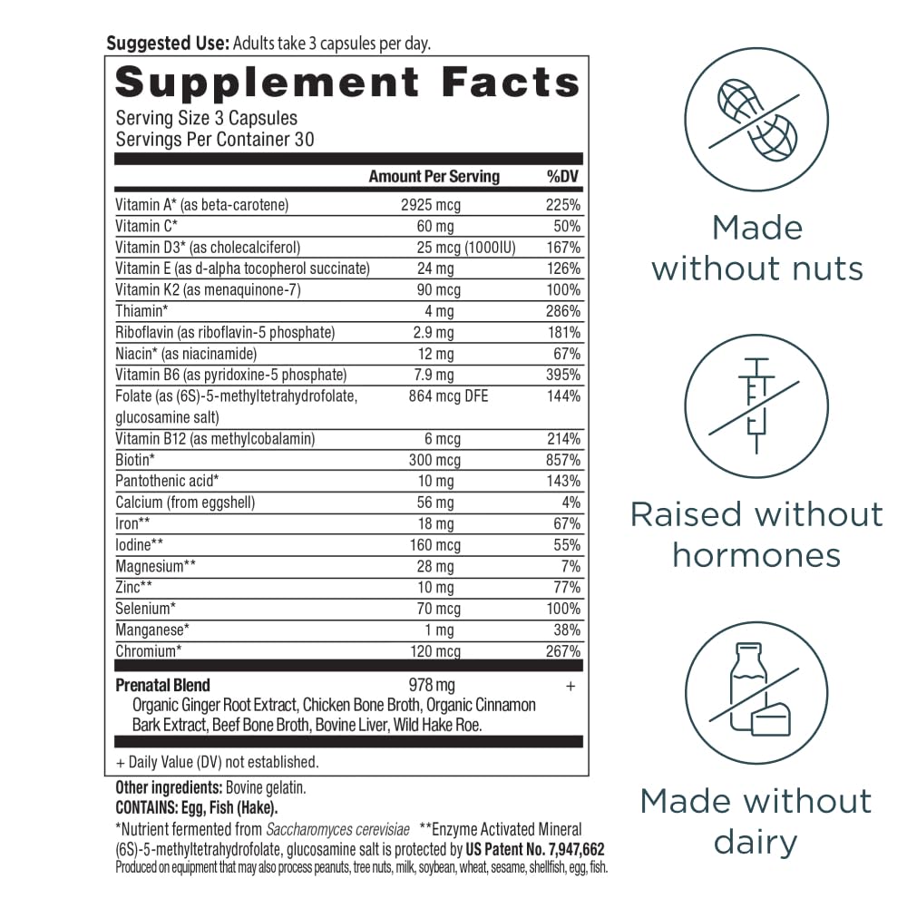 Ancient Nutrition Prenatal Vitamins, Multivitamin for Women with Methylated Vitamin C, B12, Magnesium and Folate, Supports Pregnancy and Fertility Health, 90 Ct - Image 3