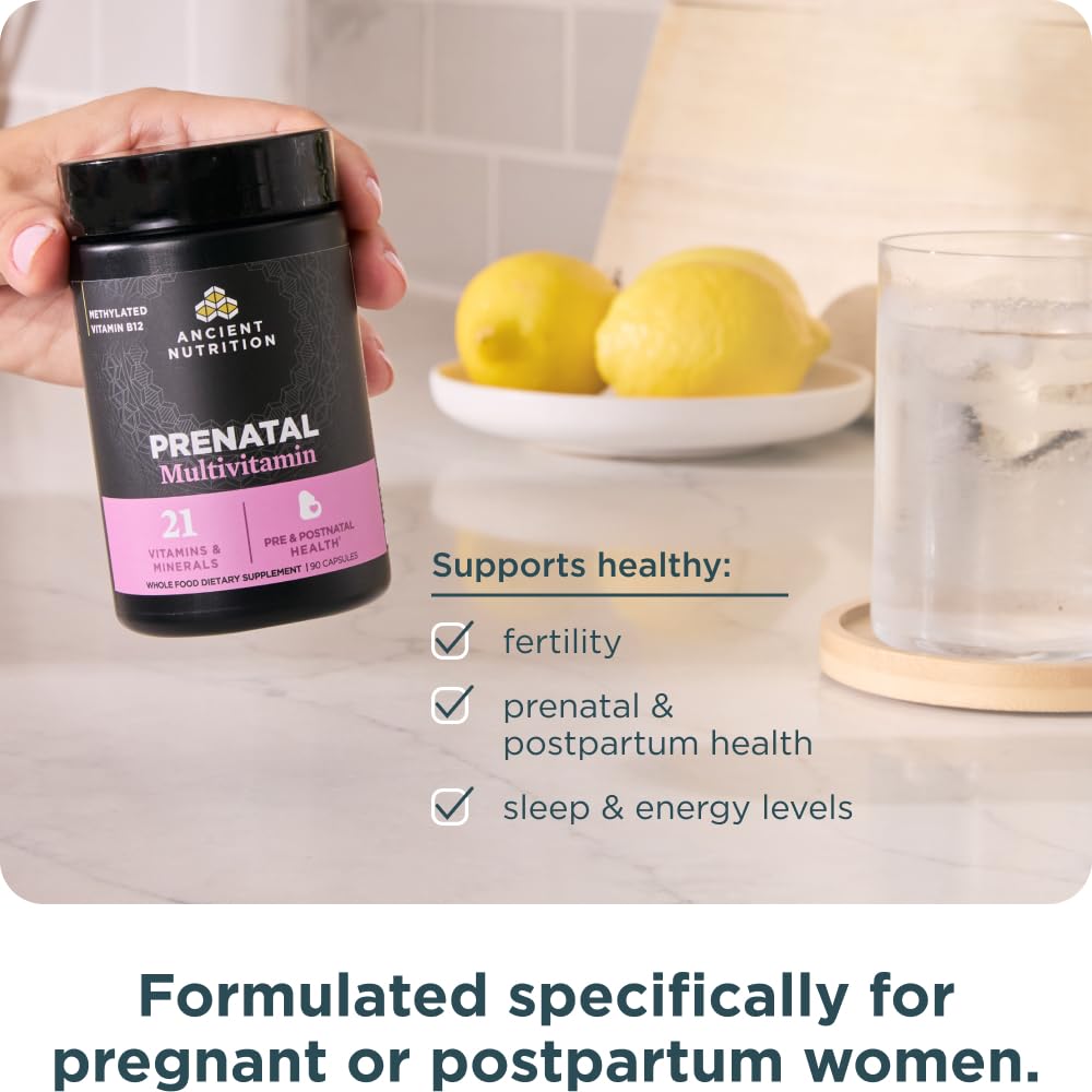 Ancient Nutrition Prenatal Vitamins, Multivitamin for Women with Methylated Vitamin C, B12, Magnesium and Folate, Supports Pregnancy and Fertility Health, 90 Ct - Image 5