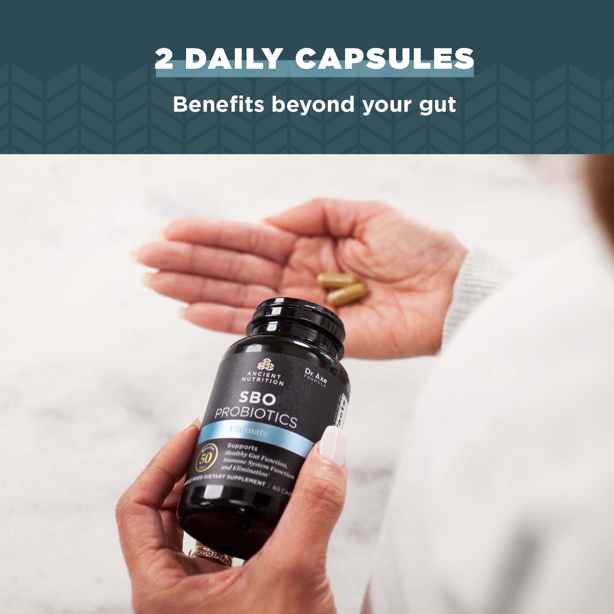 Ancient Nutrition Probiotics, SBO Probiotics Ultimate 50 Billion CFUs*/Serving, Digestive and Immune Support, Gluten Free, Ancient Superfoods Blend, 60 Capsules - Image 6