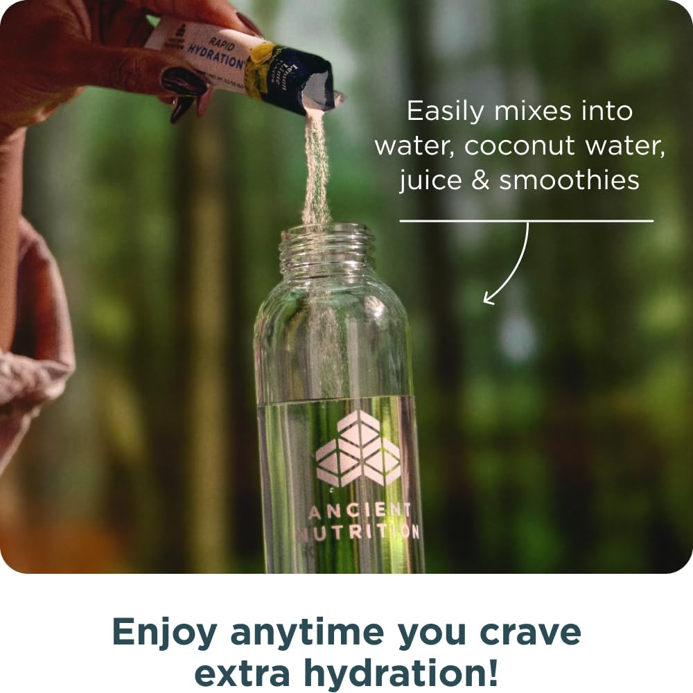 Ancient Nutrition Rapid Hydration Powder, Lemon Lime, Electrolytes from Natural Sea Salts and Red Marine Algae, Supports Rapid Body Hydration and Cellular Health, 15 Servings - Image 6