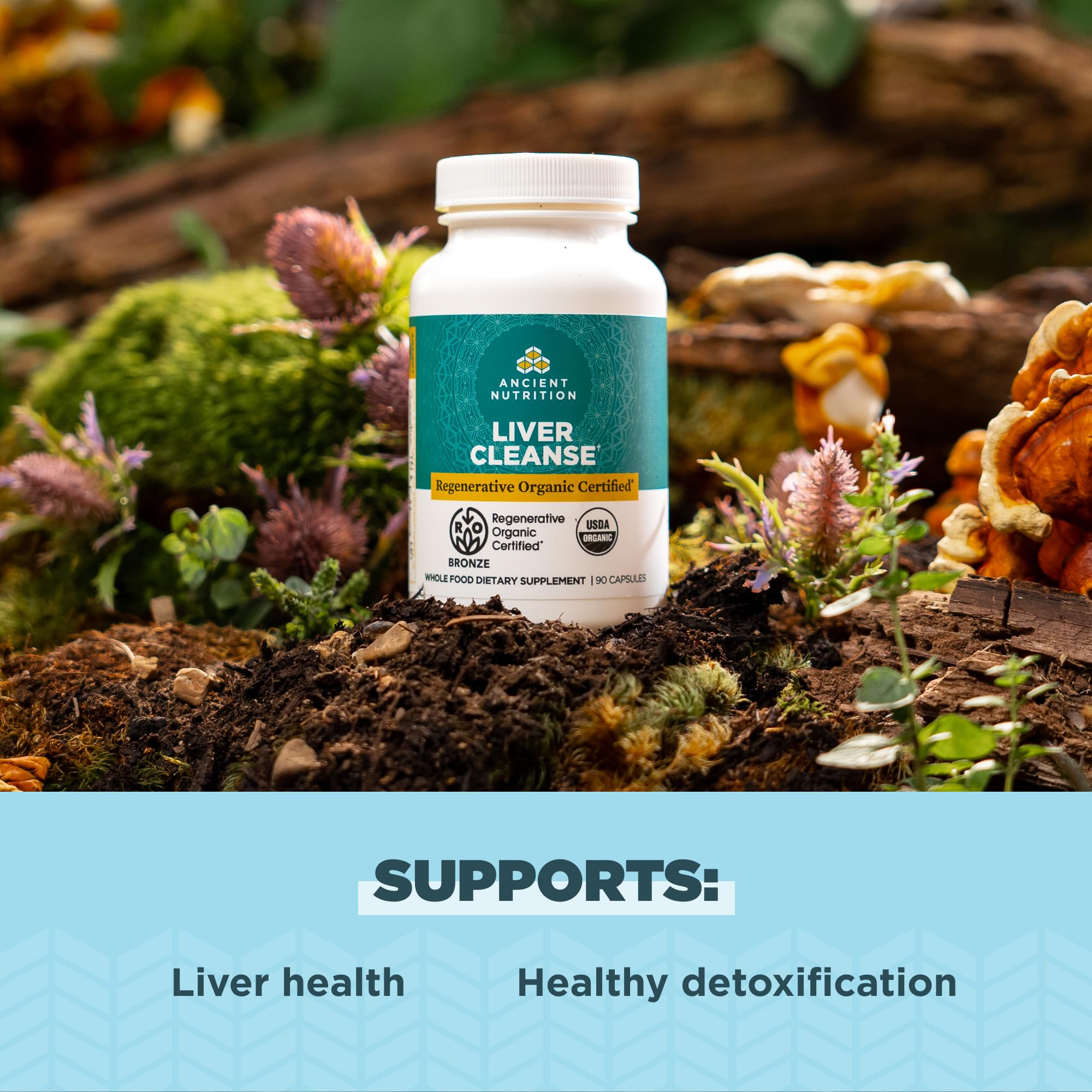 Ancient Nutrition Regenerative Organic Certified Liver Cleanse Supplement, Ancient Herbals Liver Cleanse with Milk Thistle, Burdock Root & Reishi for Optimal Liver Support, Gluten Free, 90 Count - Image 3