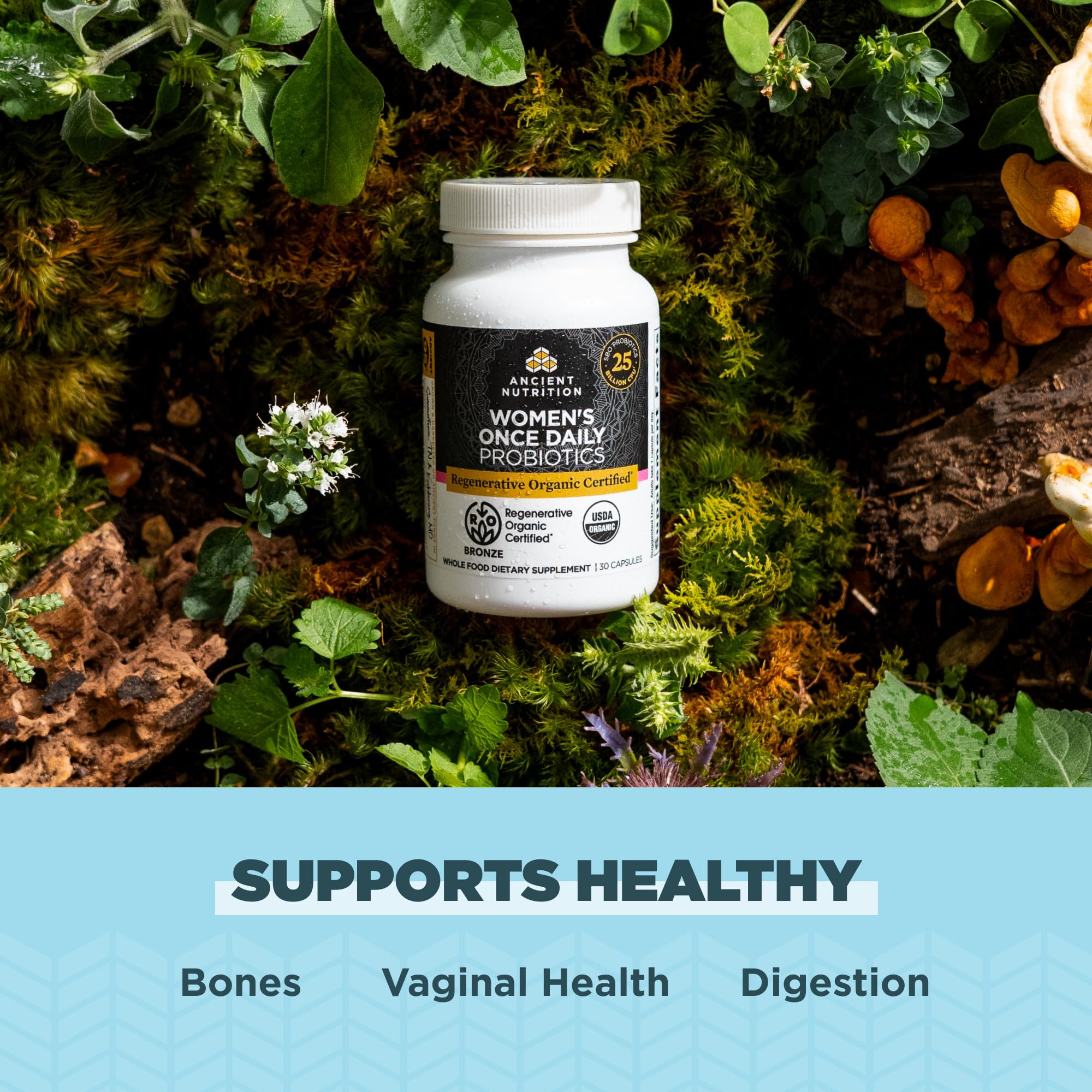 Ancient Nutrition Regenerative Organic Certified Probiotics for Women, Probiotics Women’s Once Daily, for Healthy Digestion and Immune System Function Support, 25 Billion CFUs* Per Serving, 30 Count - Image 3