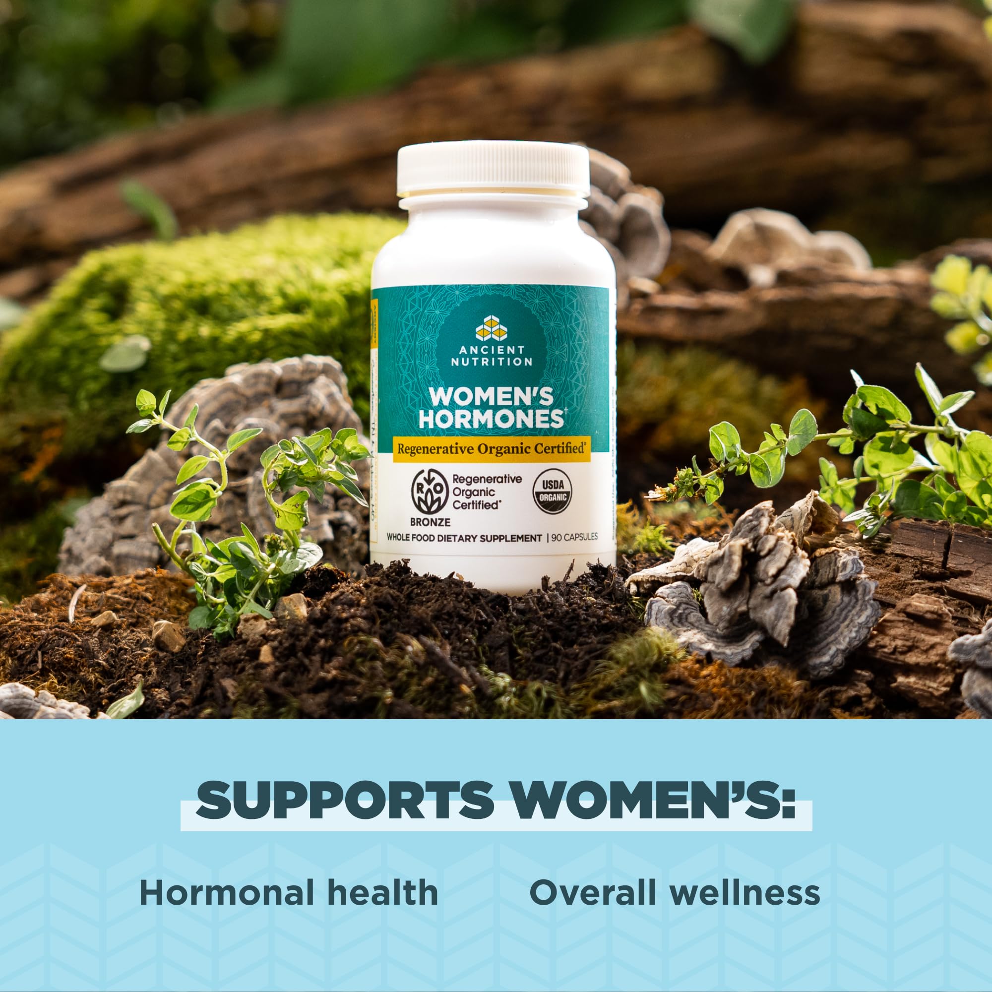Ancient Nutrition Regenerative Organic Certified Women's Hormones Capsules, Supports Women’s Hormone Health, Healthy Digestion, and Gut Microflora, Gluten Free, Paleo and Keto Friendly, 90 Count - Image 3