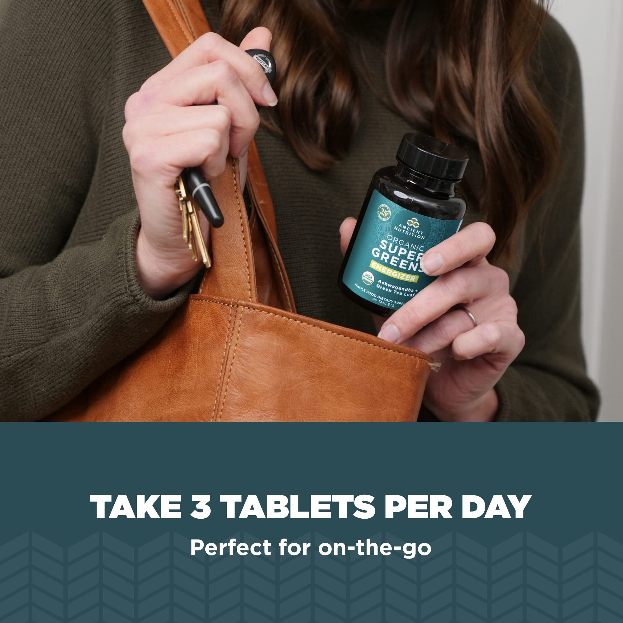 Ancient Nutrition Supergreens Energizer Tablets, Organic Superfood Tablets with Caffeine, Made from Real Fruits, Vegetables and Herbs, for Digestive and Energy Support, 90 Count - Image 6