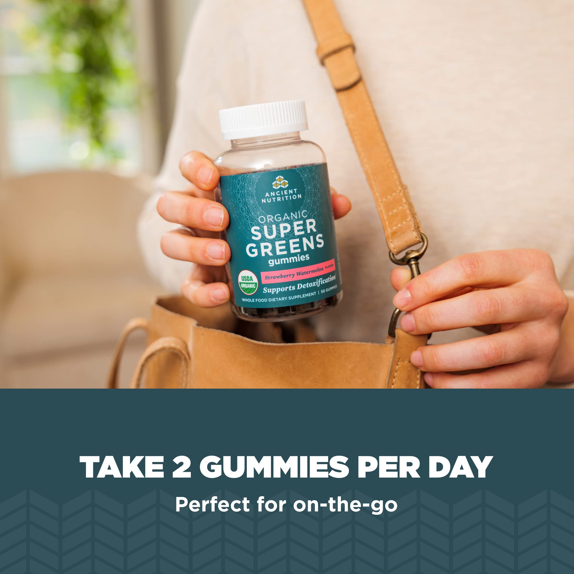 Ancient Nutrition Supergreens Gummy, Organic Superfood Gummy Made from Real Fruits, Vegetables and Herbs, for Digestive and Energy Support, 50 Count, Strawberry Watermelon - Image 5