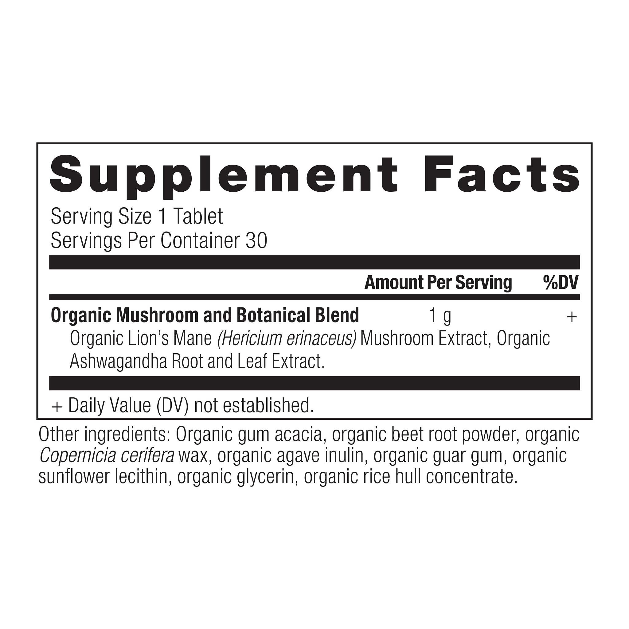 Organic Lion's Mane Mushroom Supplement with Ashwagandha by Ancient Nutrition, Organic Lion's Mane Supports Healthy Energy and Concentration, Reduces Fatigue, Gluten Free and Keto Friendly, 30 Tablets - Image 3