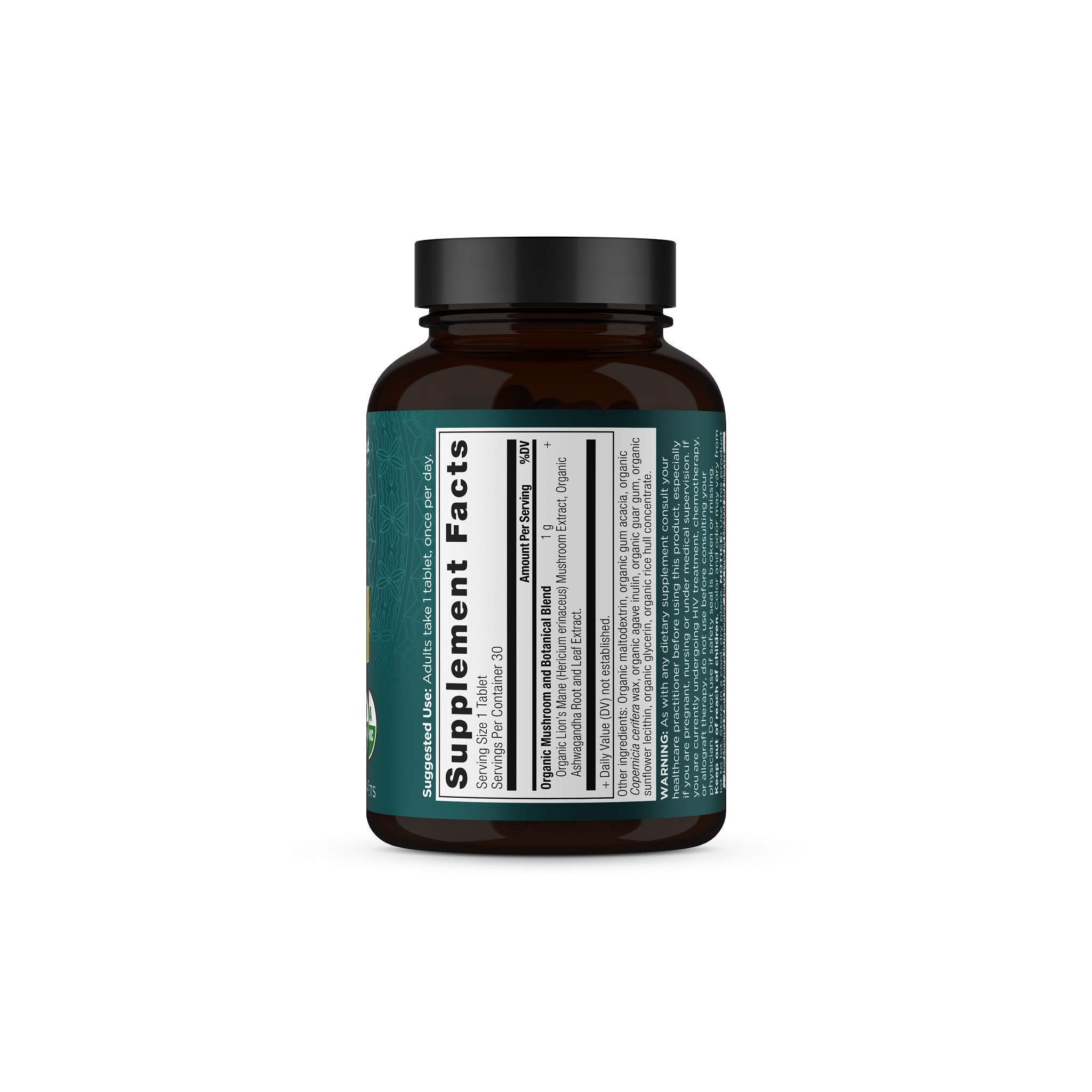 Organic Lion's Mane Mushroom Supplement with Ashwagandha by Ancient Nutrition, Organic Lion's Mane Supports Healthy Energy and Concentration, Reduces Fatigue, Gluten Free and Keto Friendly, 30 Tablets - Image 9